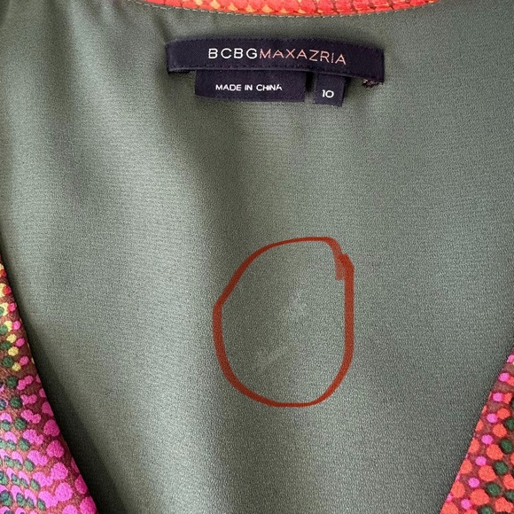 BcbgMaxazaria Silk Knee Length Dress Neck Tie Diamond - Picture 16 of 16